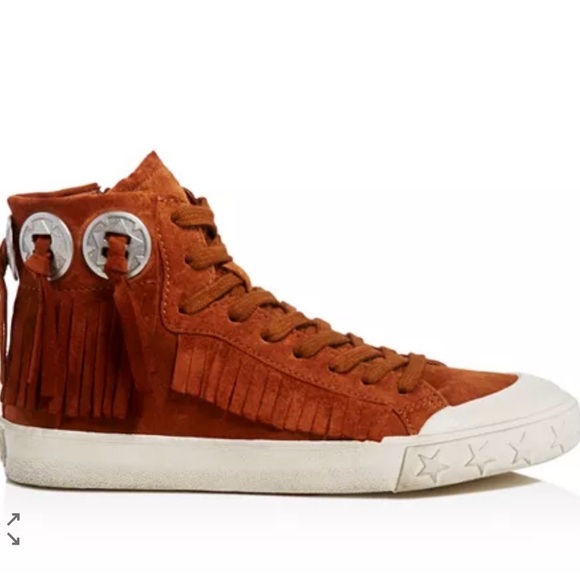 The sneakers are the ASH Marlow Fringe Lace Up High Top Sneakers. Size 38 - Picture 3 of 16